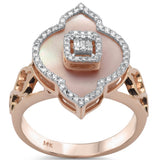  3.82ct G SI 14K Rose Gold Diamond Pink Mother of Pearl Ring