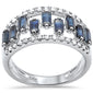 <span style="color:purple">SPECIAL!</span> 1.55ct G SI 14K White Gold Diamond & Baguette Blue Sapphire Gemstone Ring Band