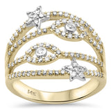 .53ct G SI 14K Yellow Gold Diamond Evil Eye & Stars Ring Band Size 6.5