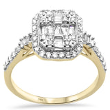 <span style="color:purple">SPECIAL!</span> .47ct G SI 14K Yellow Gold Diamond Round & Baguette Engagement Ring Size 6.5