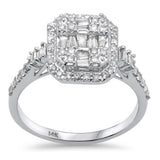 .49ct G SI 14K White Gold Round & Baguette Diamond Engagement Ring Size 6.5