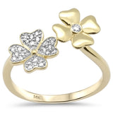 <span style="color:purple">SPECIAL!</span>.14ct G SI 14K Yellow Gold Diamond Flowers Band Ring Size 6.5