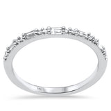 .17ct G SI 14K White Gold Round & Baguette Diamonds Ring Band Size 6.5