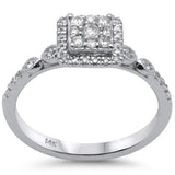 .32ct G SI 14K White Gold Diamond Square Shaped Engagement Ring Size 7
