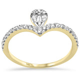 .34ct G SI 14K Yellow Gold Round & Baguette Diamond Pear Shaped Ring Band Size 6.5