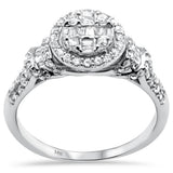 .66ct G SI 14K White Gold Round Shape with Round & Baguette Diamond Engagement Ring Size 6.5