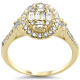 .66ct G SI 14K Yellow Gold Round & Baguette Diamond Oval Shaped Engagement Ring Size 6.5
