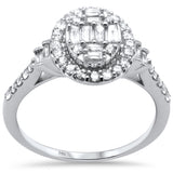 <span style="color:purple">SPECIAL!</span>.62ct G SI 14K White Gold Diamond Round & Baguette Oval Band Ring Size 6.5