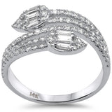 .77ct G SI 14K White Gold Round & Baguette Diamond Wrap Around Ring Band Size 6.5
