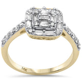 .65ct G SI 14K Yellow Gold Round & Baguette Diamond Engagement Ring Size 6.5