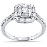 .60ct G SI 14K White Gold Diamond Round & Baguette Ring Size 6.5