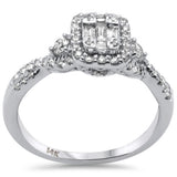 .50ct G SI 14K White Gold Round & Baguette Diamond Engagement Ring Size 6.5