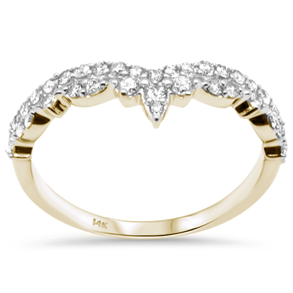 .42ct G SI 14K Yellow Gold Diamond Crown Style Band Ring Size 6.5