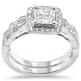 .74ct G SI 14K White Gold Diamond Milligrain Wedding Ring Set Size 6.5