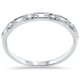.25ct G SI 14K White Gold Round & Baguette Diamond Band Ring Size 6.5