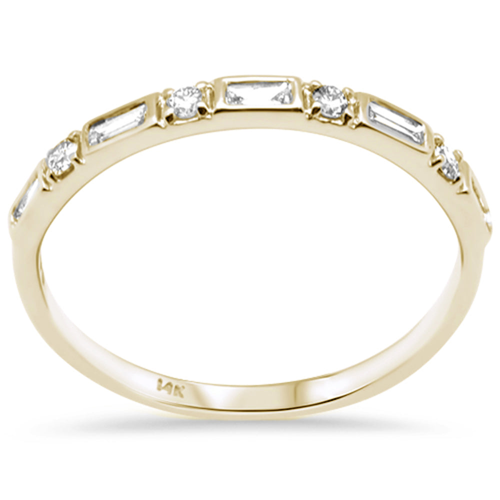 .27ct G SI 14K Yellow Gold Round & Baguette Diamond Band Ring Size 6.5