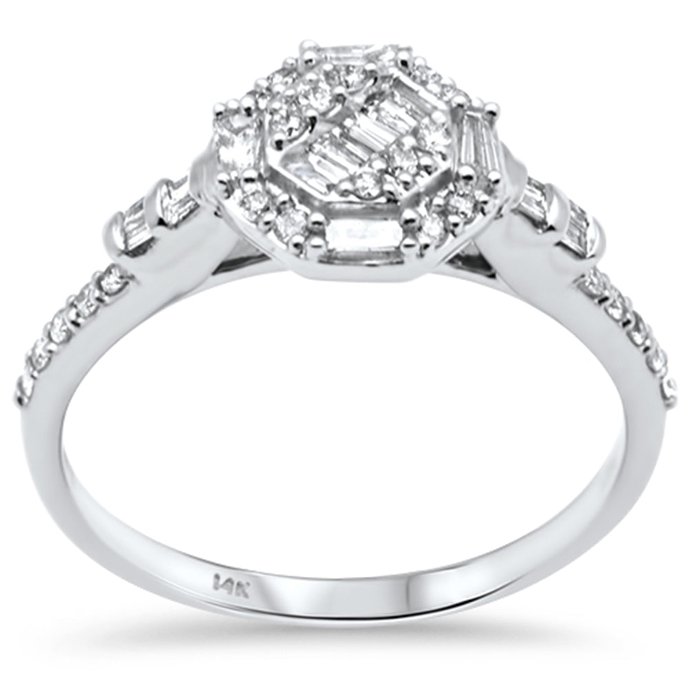 .37ct G SI 14K White Gold Round & Baguette Diamond Band Ring Size 6.5