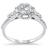 .37ct G SI 14K White Gold Round & Baguette Diamond Band Ring Size 6.5