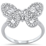 .54ct G SI 14K White Gold Round & Baguette Diamond Butterfly Band Ring Size 6.5