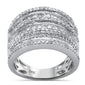 <span style="color:purple">SPECIAL!</span>1.24ct G SI 14K White Gold Diamond Round & Baguette Band Ring Size 6.5