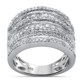 1.24ct G SI 14K White Gold Diamond Round & Baguette Band Ring Size 6.5