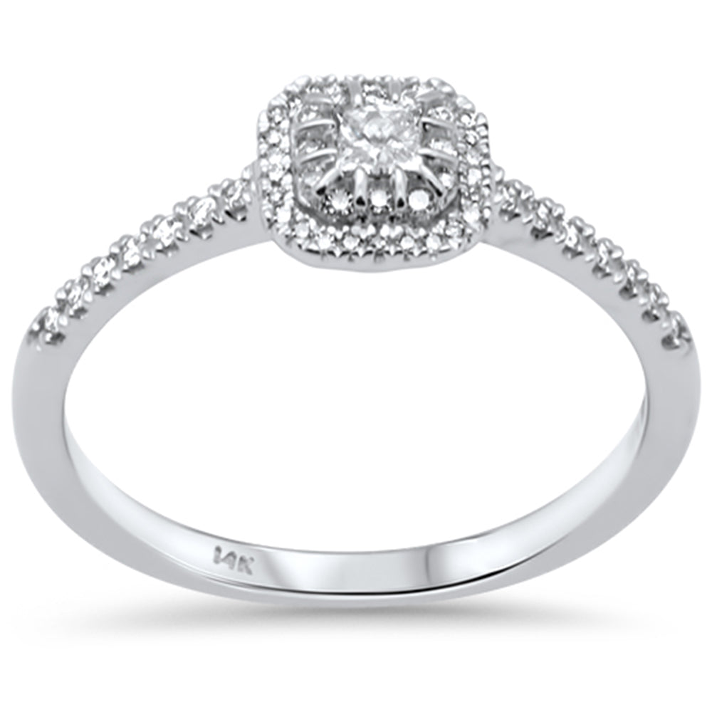 <span style="color:purple">SPECIAL!</span> .25ct G SI 14K White Gold Diamond Princess Cut & Round Diamond Engagement Ring Size 6.5