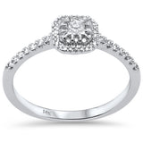 <span style="color:purple">SPECIAL!</span> .25ct G SI 14K White Gold Diamond Princess Cut & Round Diamond Engagement Ring Size 6.5