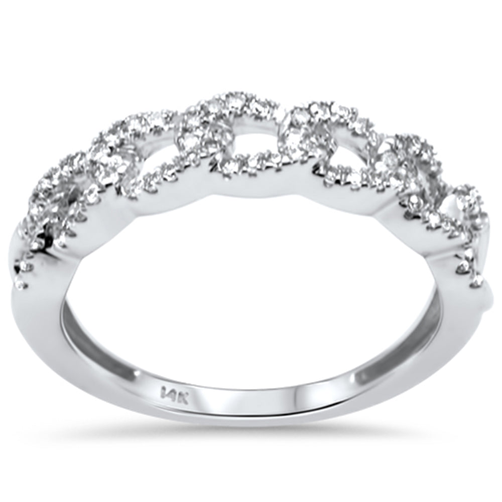 <span style="color:purple">SPECIAL!</span> .30ct G SI 14K White Gold Diamond Cuban Ring Size 6.5