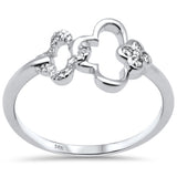 <span style="color:purple">SPECIAL!</span> .11ct G SI 14K White Gold Diamond Two Flowers Ring Size 6.5