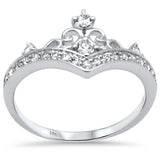 <span style="color:purple">SPECIAL!</span> .33ct G SI 14K White Gold Diamond Crown Band Ring Size 6.5