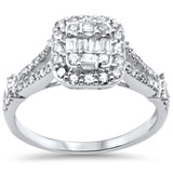 <span style="color:purple">SPECIAL!</span> .60ct G SI 14K White Gold Diamond Round & Baguette Engagment Ring Size 6.5