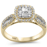 <span style="color:purple">SPECIAL!</span> .54ct G SI 14K Yellow Gold Diamond Round & Baguette Engagment Ring Size 6.5