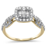 .58ct G SI 14K Yellow Gold Diamond Round & Baguette Engagment Ring Size 6.5