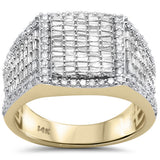 1.45ct G SI 14K Yellow Gold Diamond Round & Baguette Men's Band Ring Size 10