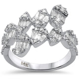 <span style="color:purple">SPECIAL!</span> 1.02ct G SI 14K White Gold Diamond Round & Baguette Wrap Around Ring Size 6.5