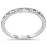 <span style="color:purple">SPECIAL!</span> .25ct G SI 14K White Gold Diamond & Aquamarine Eternity Band Ring Size 6.5