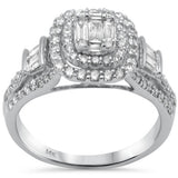 .98ct G SI 14K White Gold Round & Baguette Diamond Engagement Ring Size 6.5