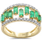 <span style="color:purple">SPECIAL!</span> 1.29ct G SI 14K Yellow Gold Diamond & Emerald Gemstone Band Ring Size 6.5