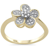 <span style="color:purple">SPECIAL!</span> .17ct G SI 10K Yellow Gold Diamond Flower Ring Size 6.5