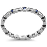 <span style="color:purple">SPECIAL!</span> .33ct G SI 14K White Gold Diamond & Blue Sapphire Eternity Style Band Ring Size 6.5