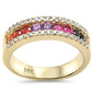 <span style="color:purple">SPECIAL!</span> 1.32ct G SI 14K Yellow Gold Diamond & Multi Color Gemstone Band Ring Size 6.5