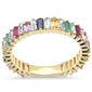 <span style="color:purple">SPECIAL!</span> 1.63ct G SI 14K Trendy Yellow Gold Multi Color Baguette Gemstone Band Ring Size 6.5
