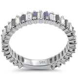 <span style="color:purple">SPECIAL!</span> 1.77ct G SI 14K White Gold Diamond Blue Sapphire Eternity Band Ring Size 6.5
