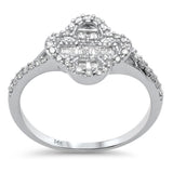 <span style="color:purple">SPECIAL!</span> .34ct G SI 14K White Gold Clover Flower Diamond Ring Size 6.5