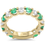 <span style="color:purple">SPECIAL!</span> 2.60ct G SI 14K Yellow Gold Diamond & Emerald Eternity Band Ring Size 7