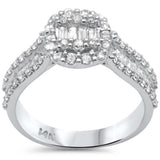 1.13ct G SI 14K White Gold Round & Baguette Diamond Engagement Ring Size 6.5