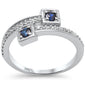 <span style="color:purple">SPECIAL!</span> .37ct G SI 14K White Gold Round Diamond & Blue Sapphire Wrap Around Ring Size 6.5