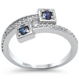 <span style="color:purple">SPECIAL!</span> .37ct G SI 14K White Gold Round Diamond & Blue Sapphire Wrap Around Ring Size 6.5