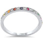 .22ct G SI 14K White Gold Diamond & Multi Color Band Ring Size 6.5