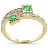 .34ct G SI 14K Yellow Gold Diamond & Green Emerald Wrap Around Band Ring Size 6.5